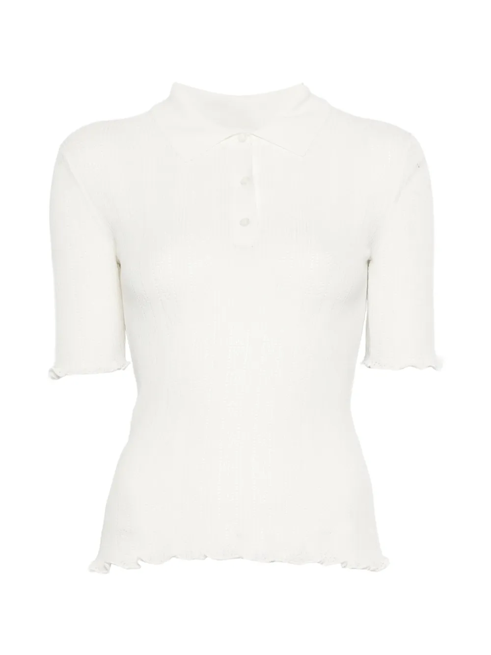 Victoria Beckham scalloped cotton polo shirt - Bianco