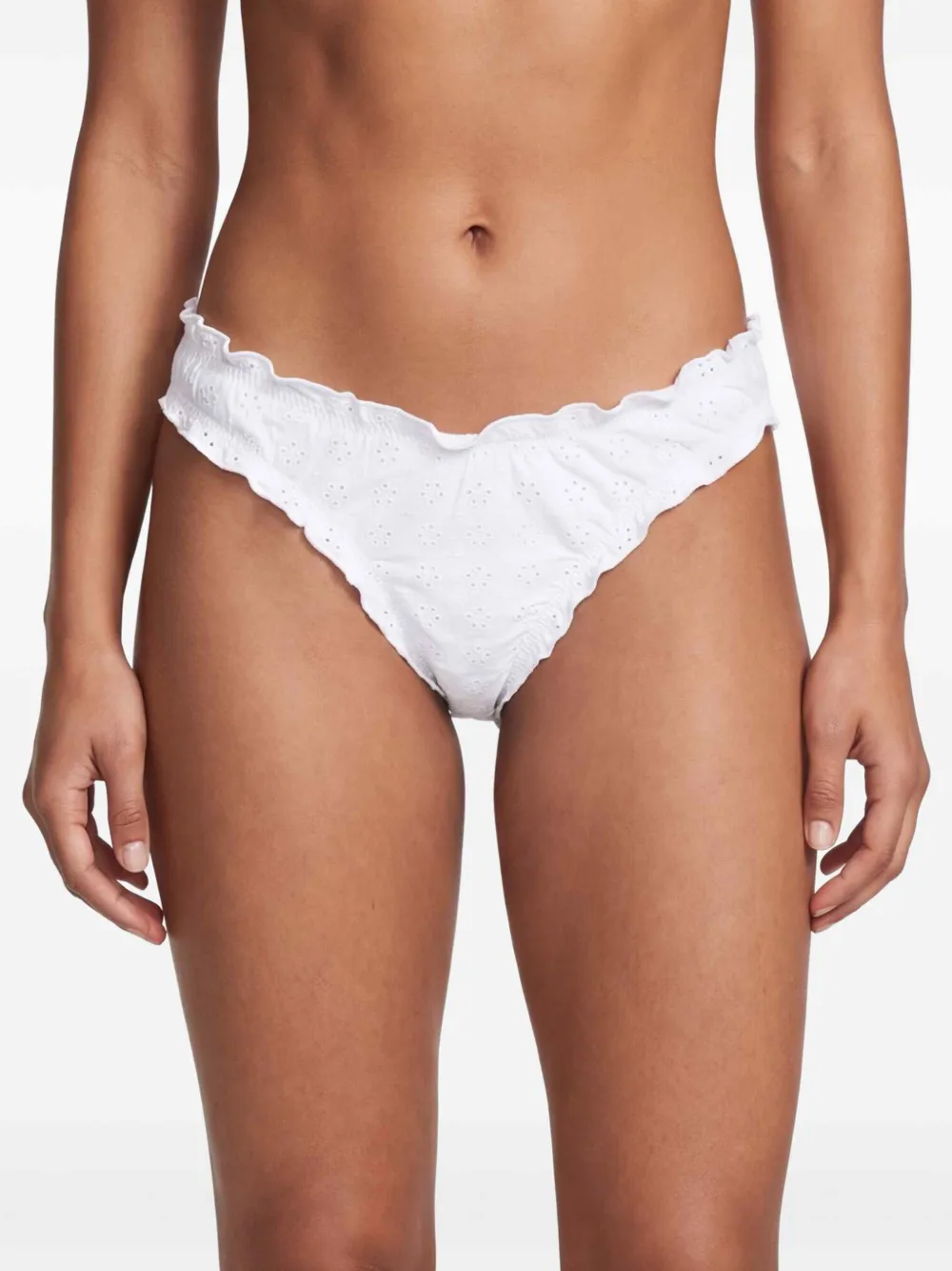 Polo Ralph Lauren Bikinislip met broderie anglaise en ruches Wit
