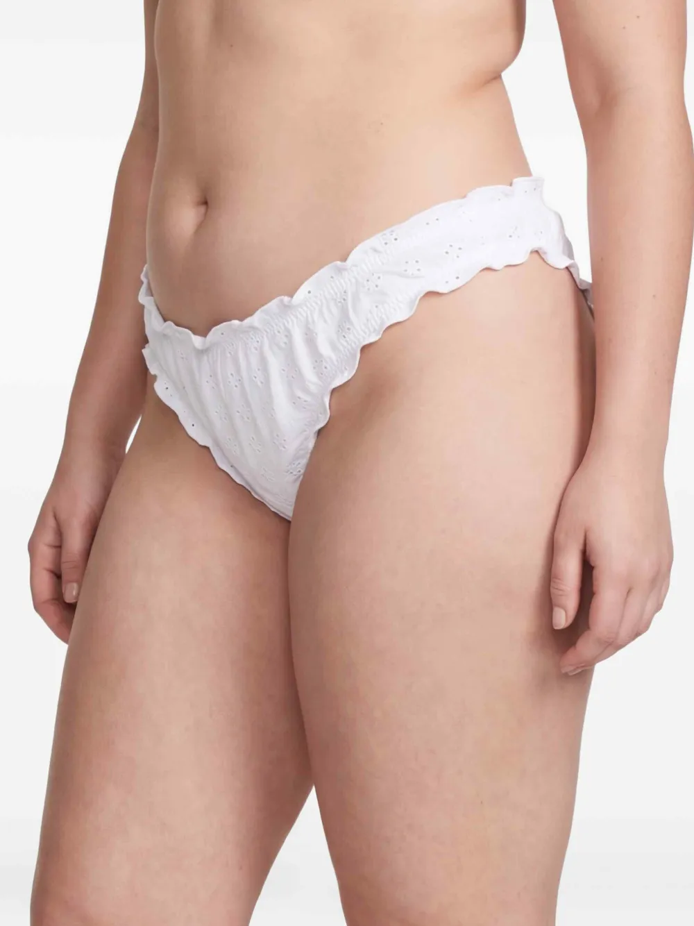 Polo Ralph Lauren Bikinislip met broderie anglaise en ruches Wit
