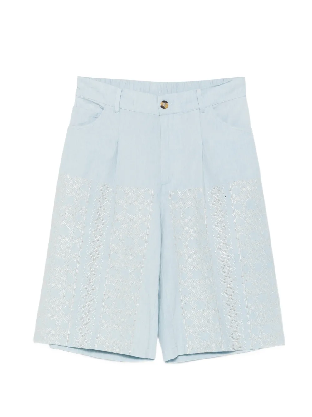 Semicouture Zelda embroidered cotton shorts - Blu