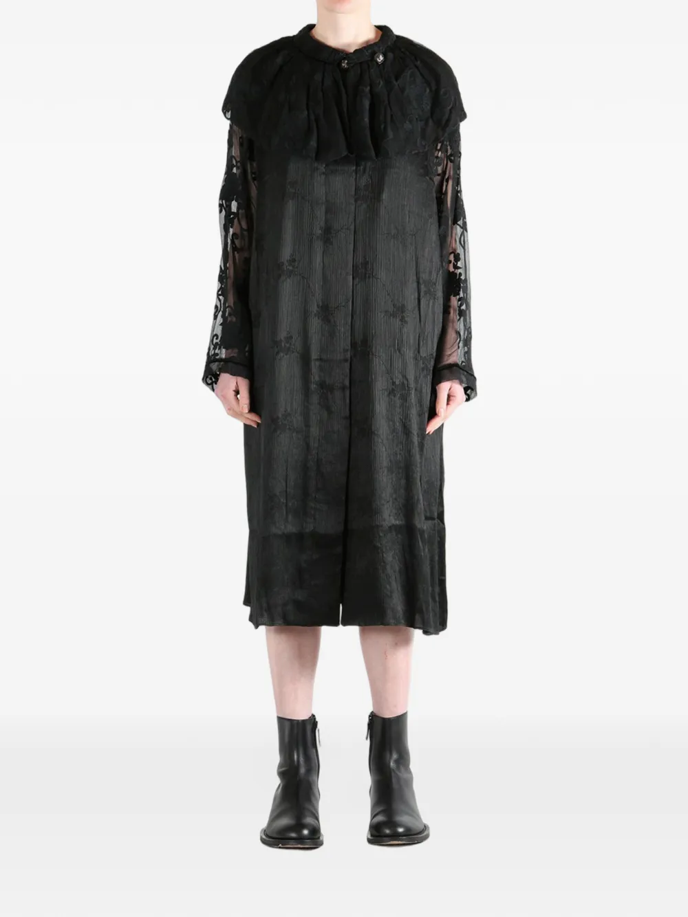  Communs Lace Ruffled Coat - Black 