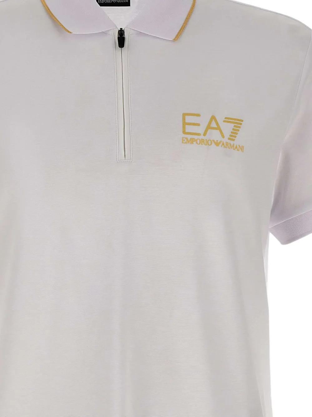 Ea7 Emporio Armani Poloshirt met logodetail en rits Wit