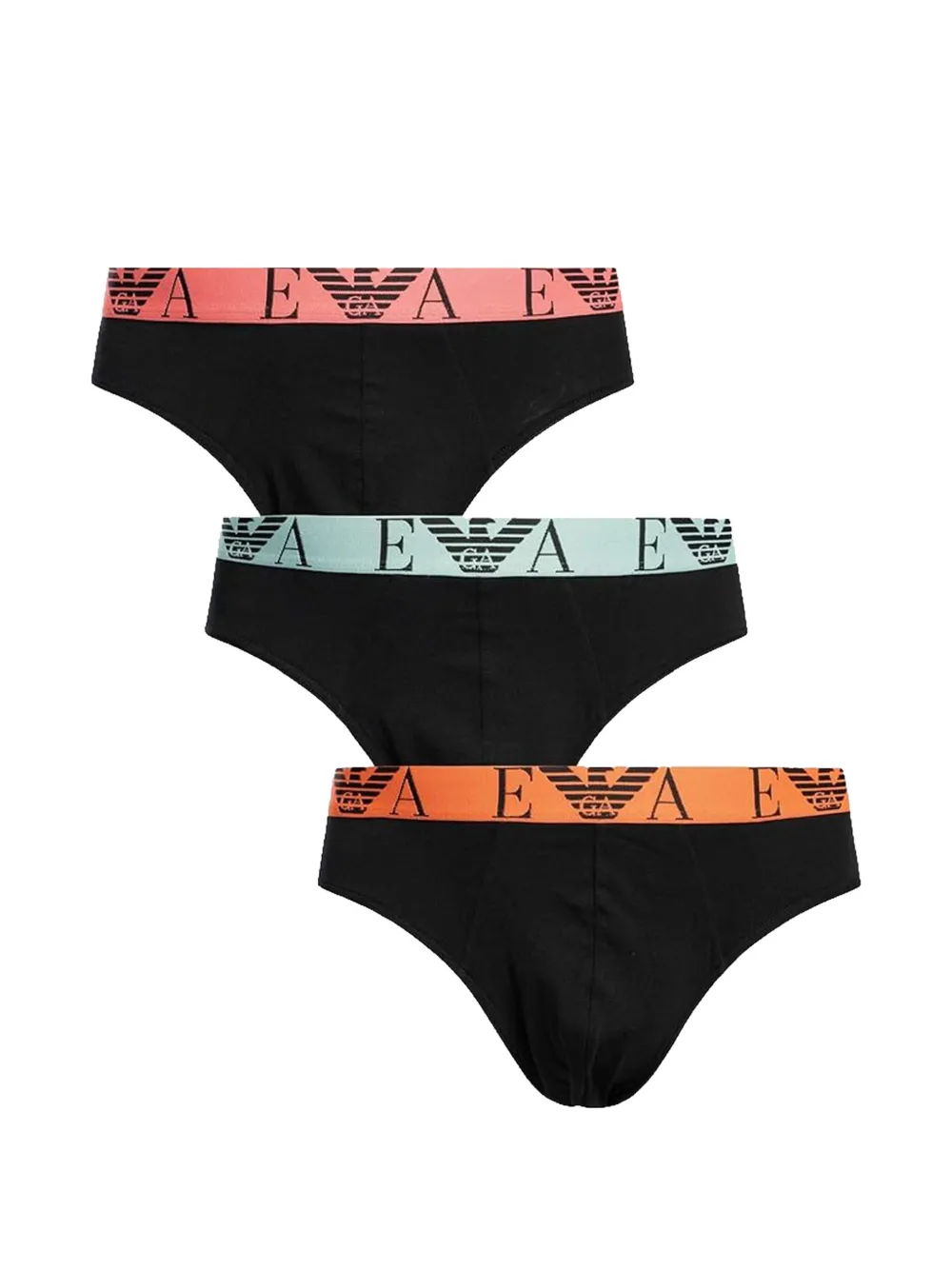 Emporio Armani elasticated-waistband logo-print briefs (set of three) - Nero