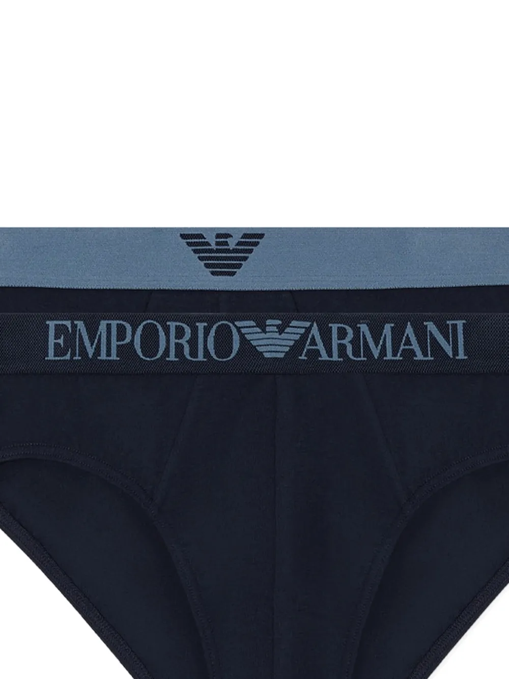  Emporio Armani Logo Band Briefs Set Of Two - Blue 