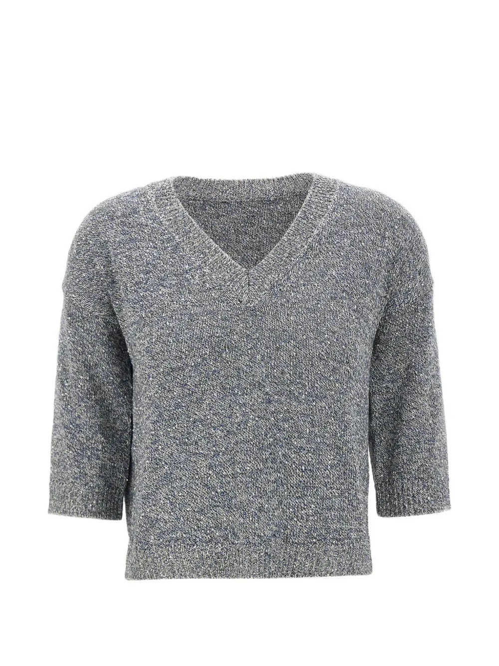 Kangra micro-sequin V-neck sweater - Grigio
