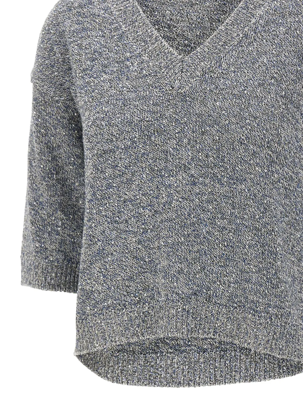Micro-Sequin V-Neck Sweater