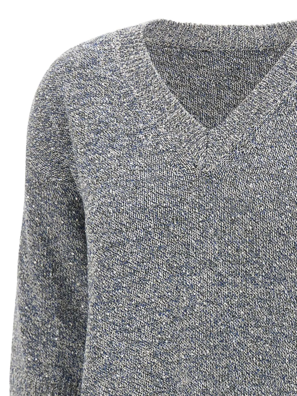 Micro-Sequin V-Neck Sweater