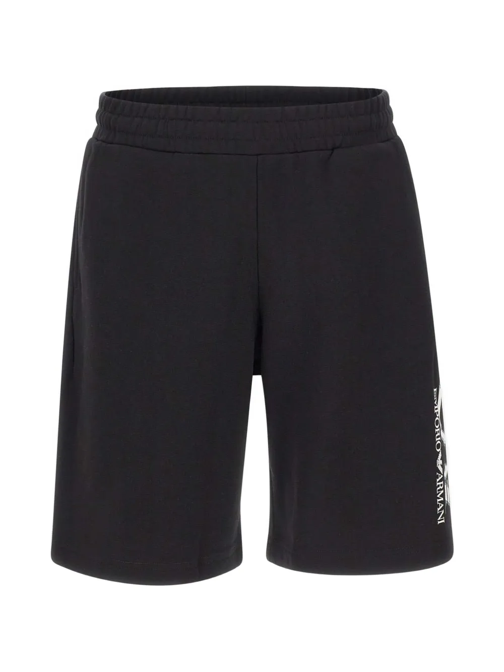 Ea7 Emporio Armani drawstring logo cotton shorts - Nero