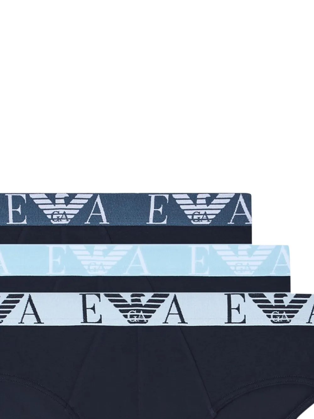 Emporio Armani Drie elastische slips met geborduurd logo Blauw