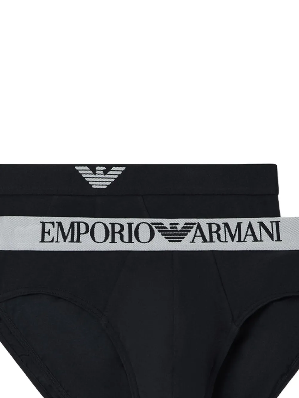 Emporio Armani Twee slips met logoband Zwart