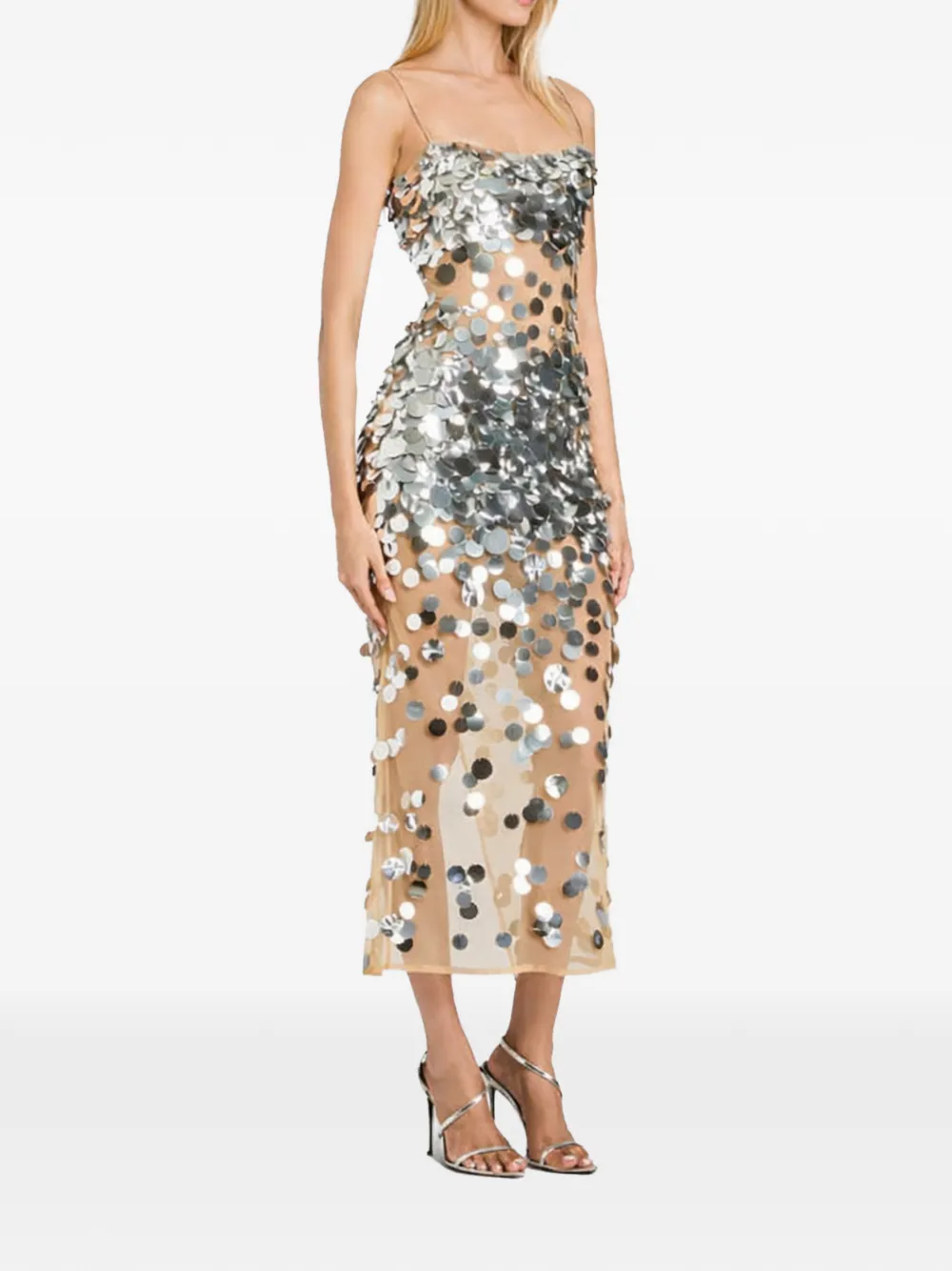  Retrofete Sequin Slip Midi Dress - Silver 