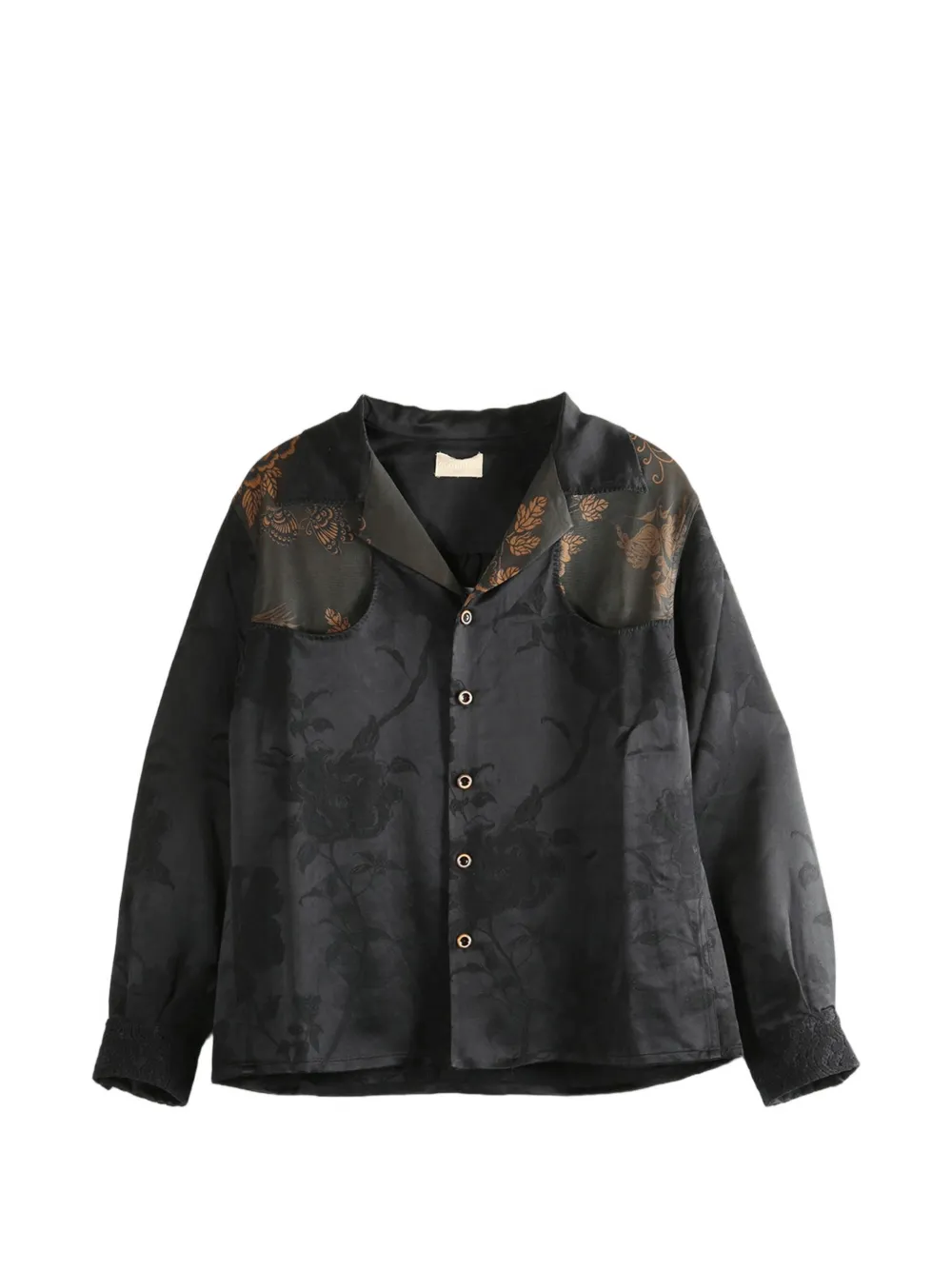 COMMUNS floral-jacquard shirt - Black