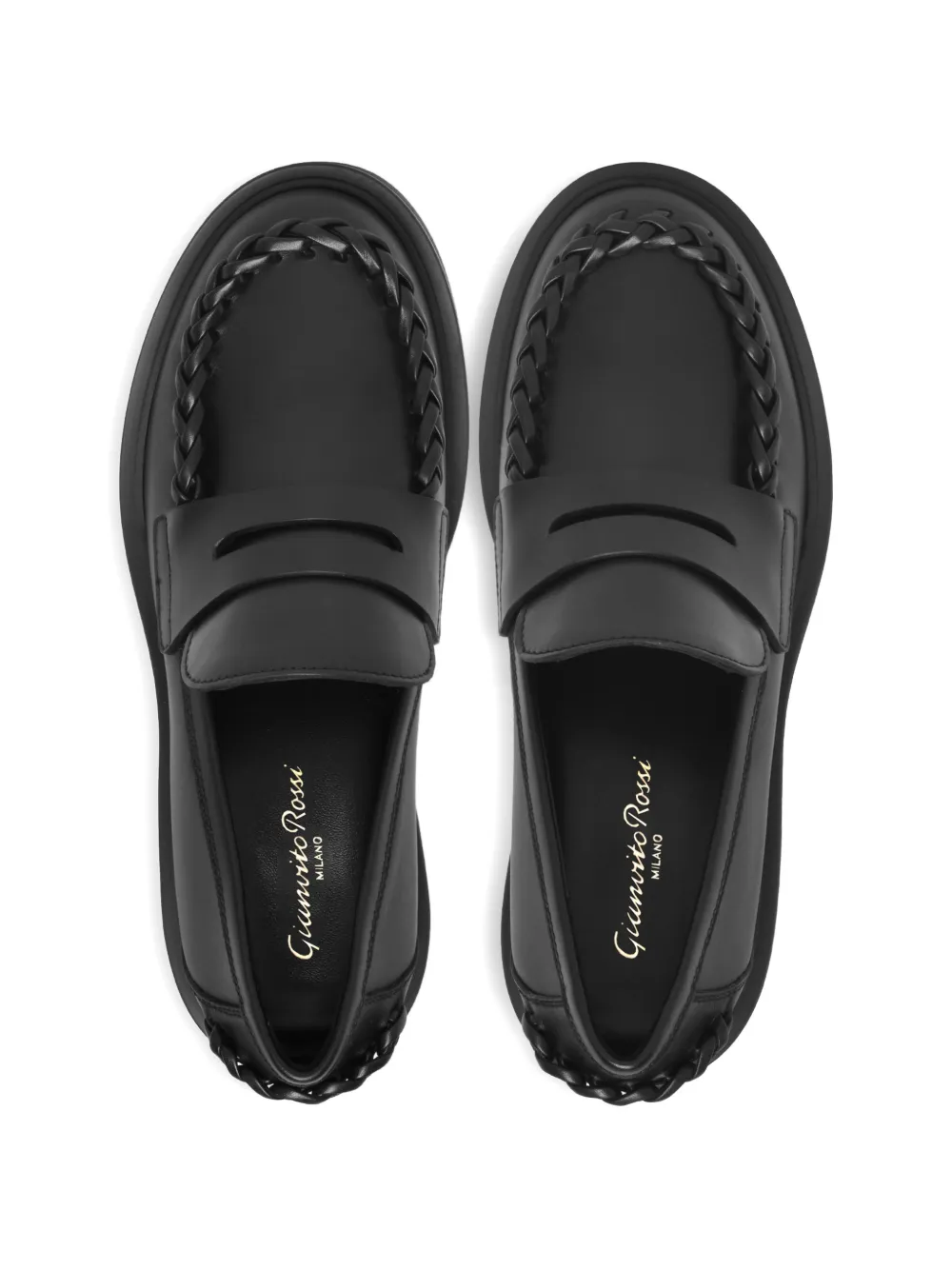 Gianvito Rossi Yuna loafers met gevlochten detail Zwart