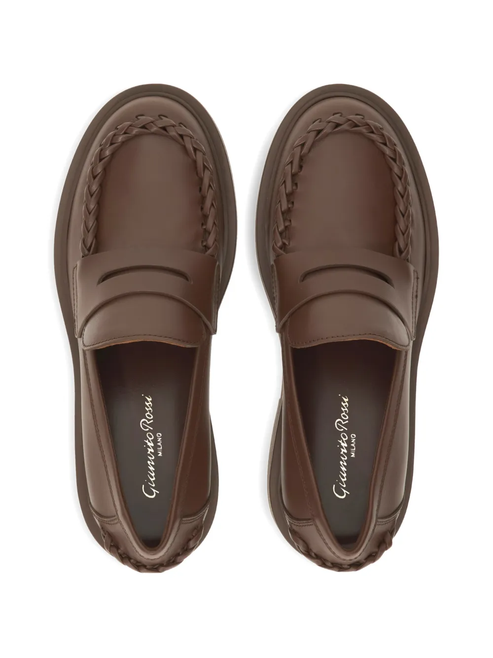 Gianvito Rossi Yuna loafers met gevlochten detail Bruin