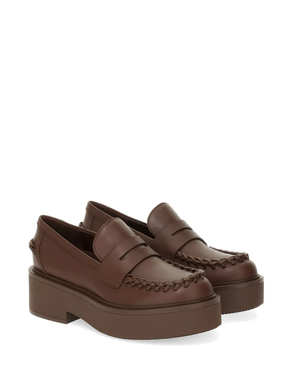 Gianvito Rossi Yuna loafers met gevlochten detail Bruin