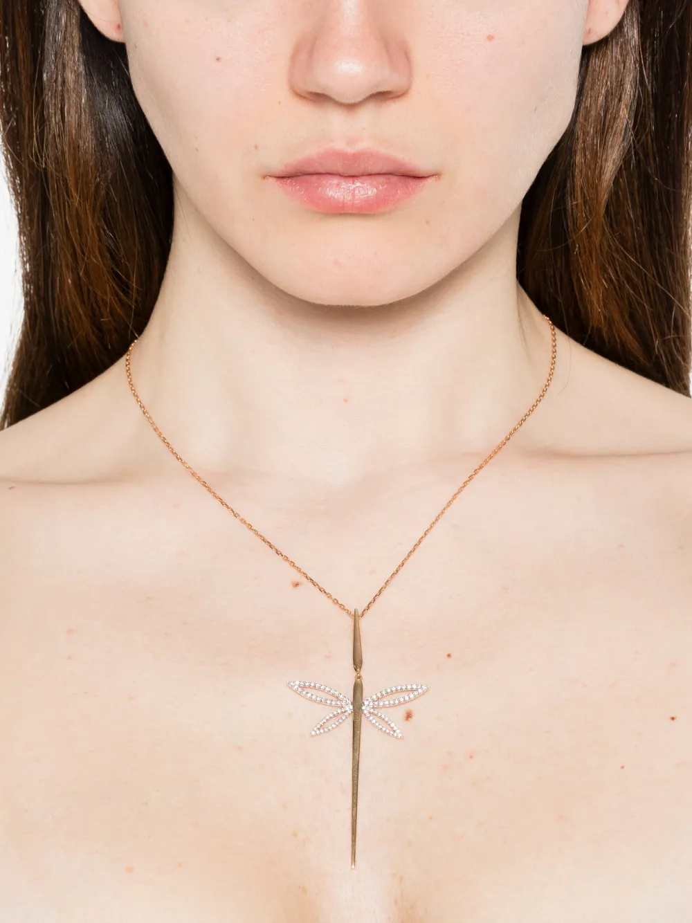  Anapsara Dragonfly-pendant Diamond Necklace - Pink 