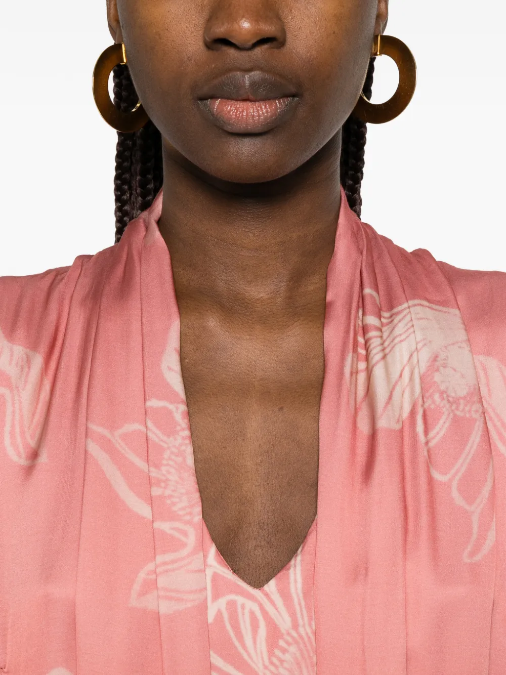 Ottod'Ame Midi-jurk met bloemenprint Roze