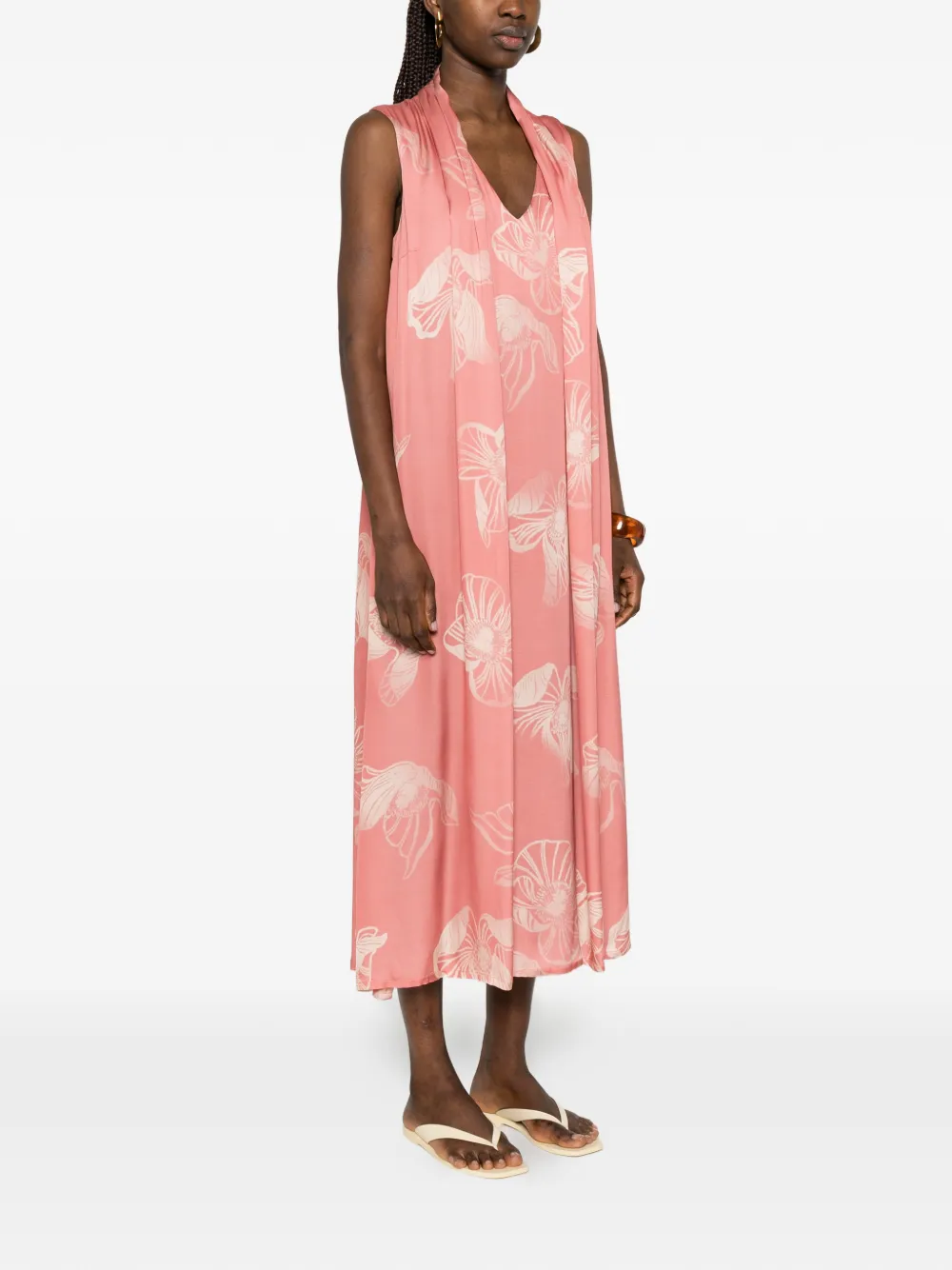 Ottod'Ame Midi-jurk met bloemenprint Roze