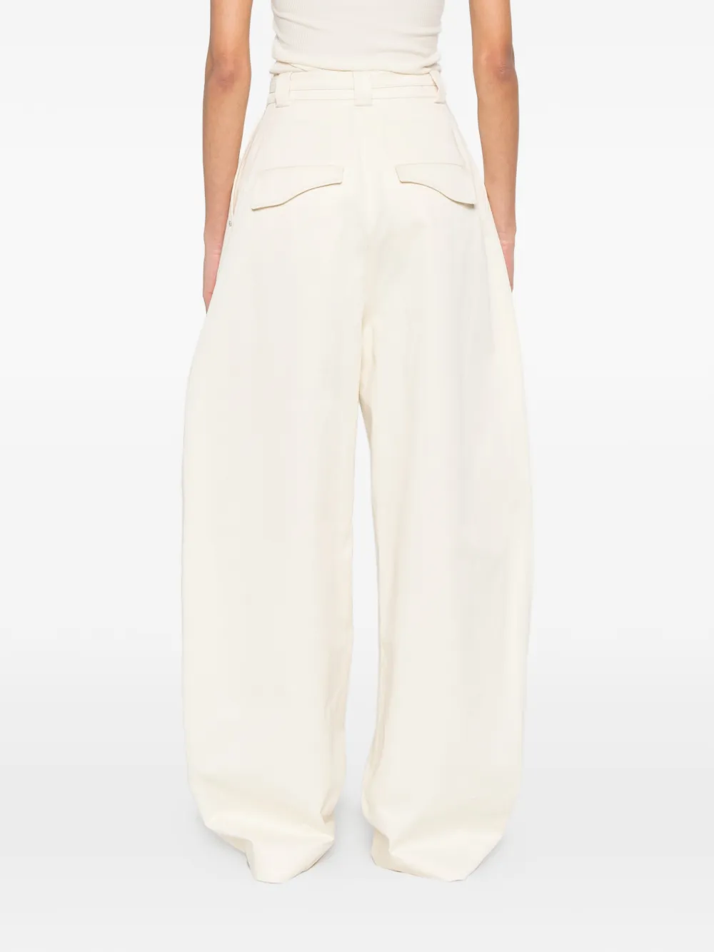 Sportmax Idoneo geplooide palazzo broek met ceintuur Beige