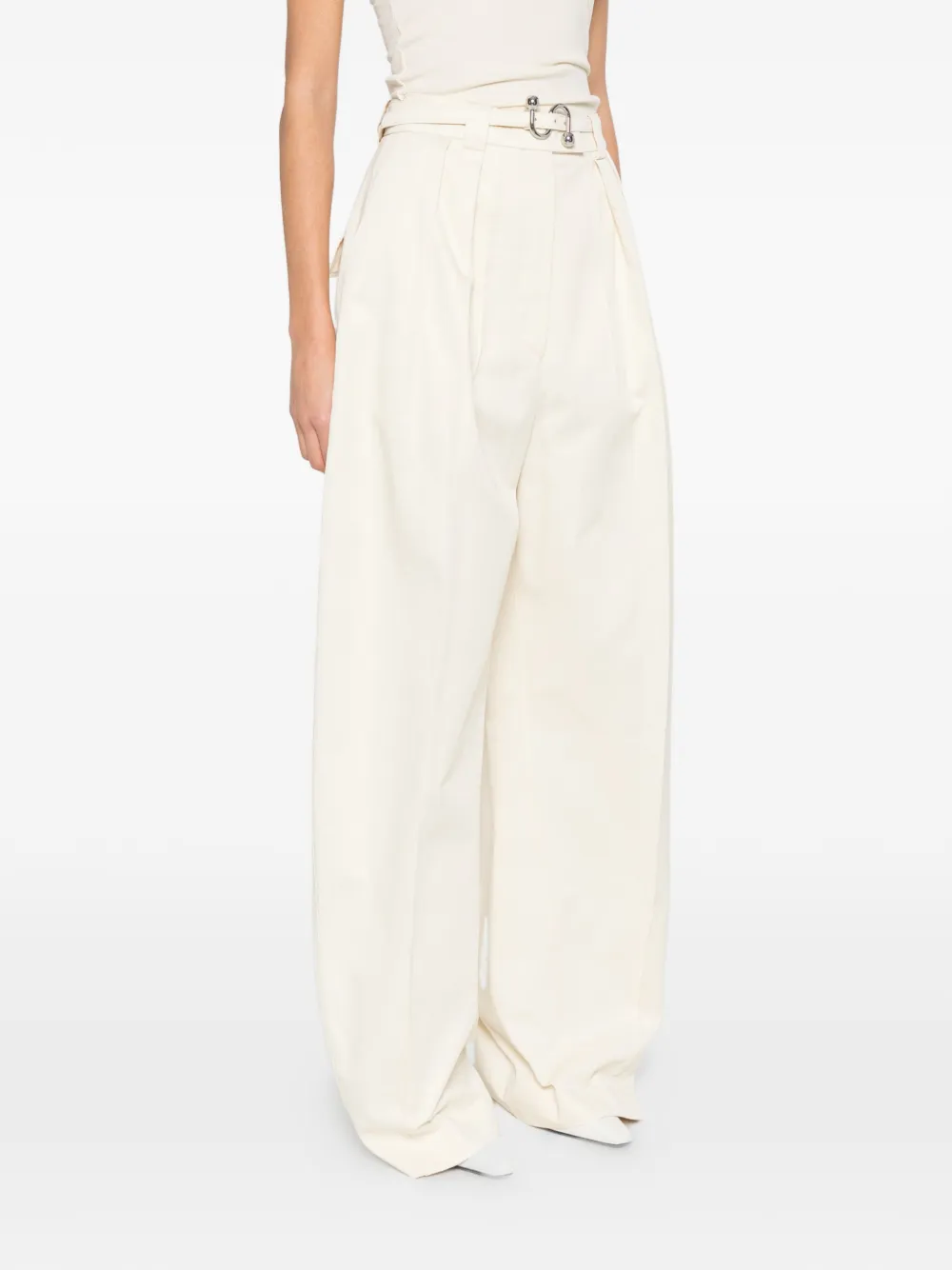  Sportmax Idoneo Belt Pleated Pallazo Pants - Neutrals 