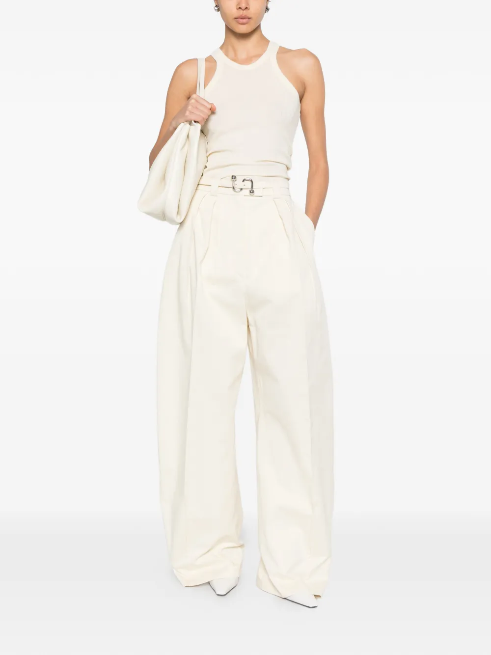  Sportmax Idoneo Belt Pleated Pallazo Pants - Neutrals 