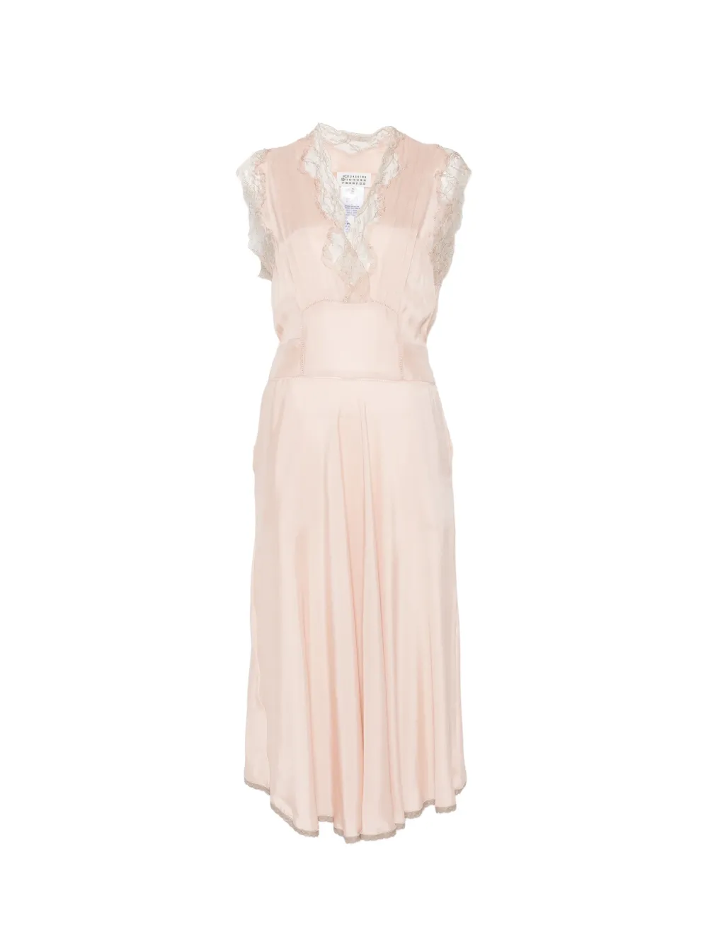 Maison Margiela lace-trim V-neck midi dress - Toni neutri