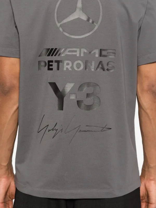 Y-3 x Y-3 Mercedes Logo Stack Short Sleeve T-shirt | Grey | FARFETCH