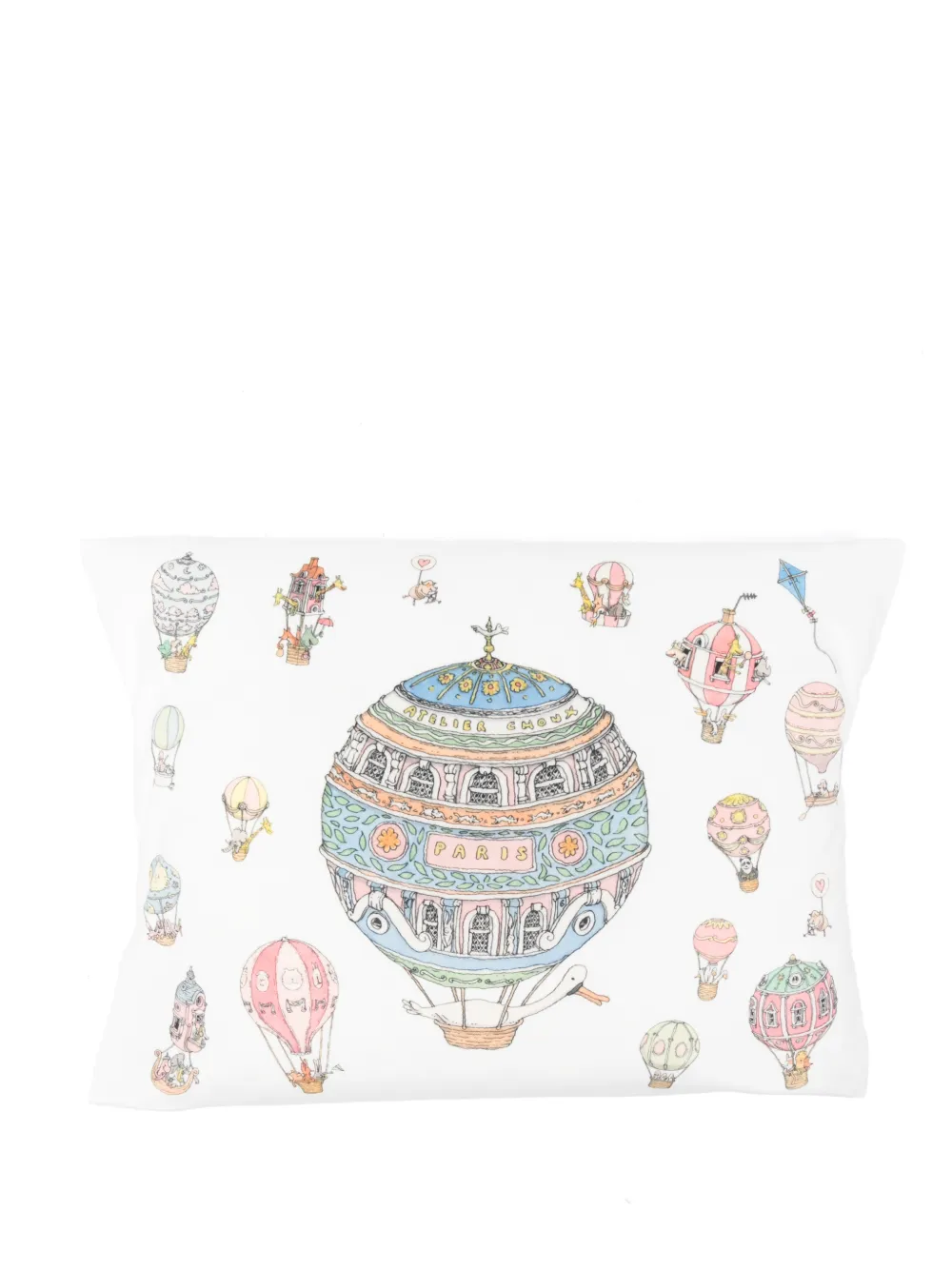 Atelier Choux hot air balloons velour cushion - Bianco