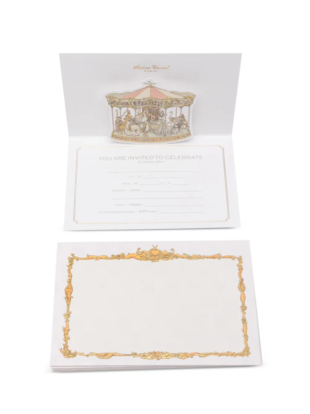 Atelier Choux Tien uitnodigingen met carrousel-print Roze