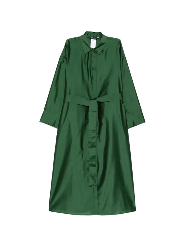 S Max Mara Smmanna Belted Shirt Midi Dress | Green | FARFETCH