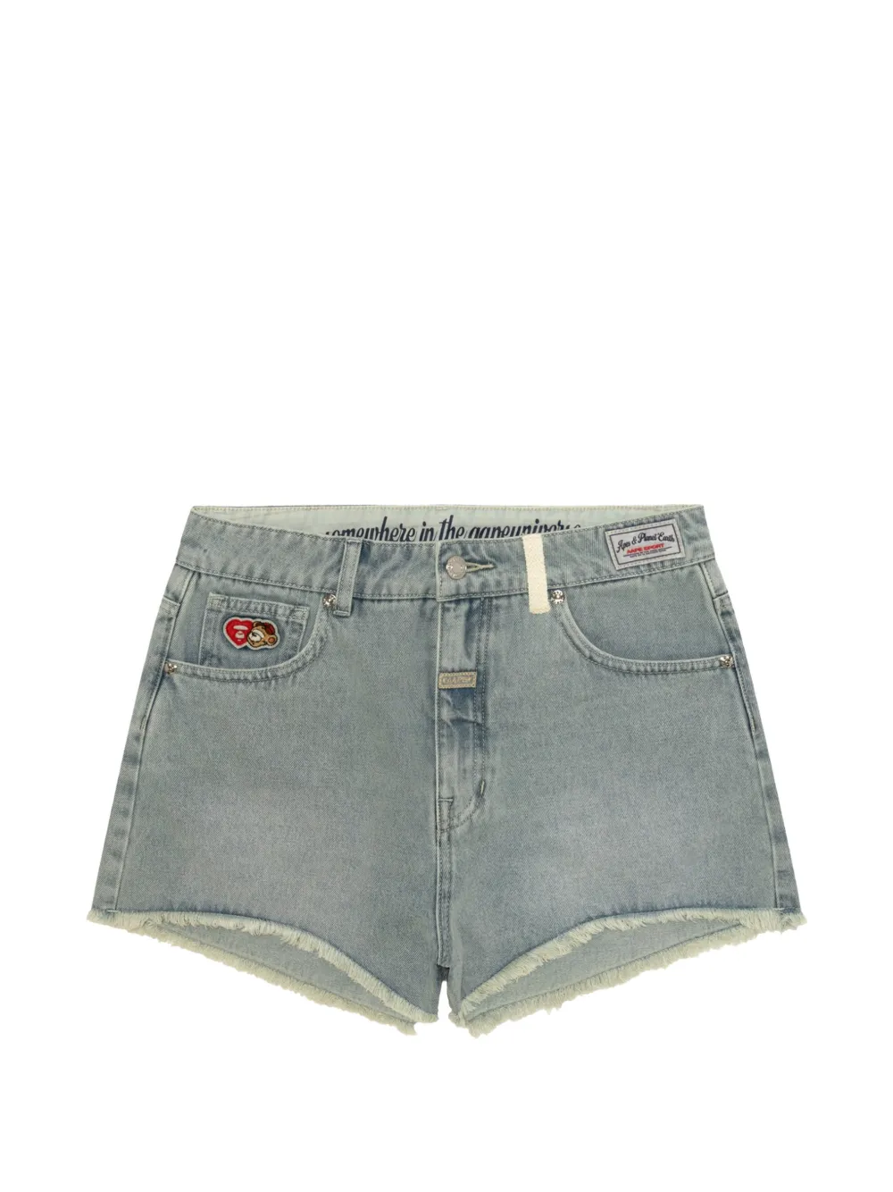 AAPE BY *A BATHING APE® frayed logo-patch shorts - Blu