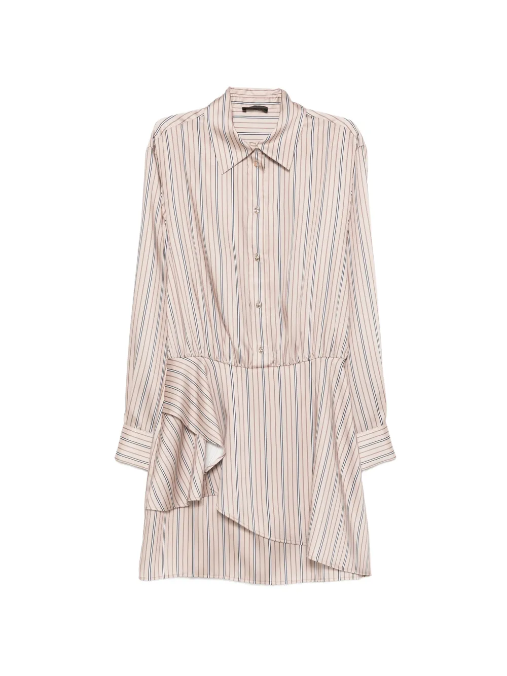 LIU JO ruffled-detail striped mini dress - Marrone
