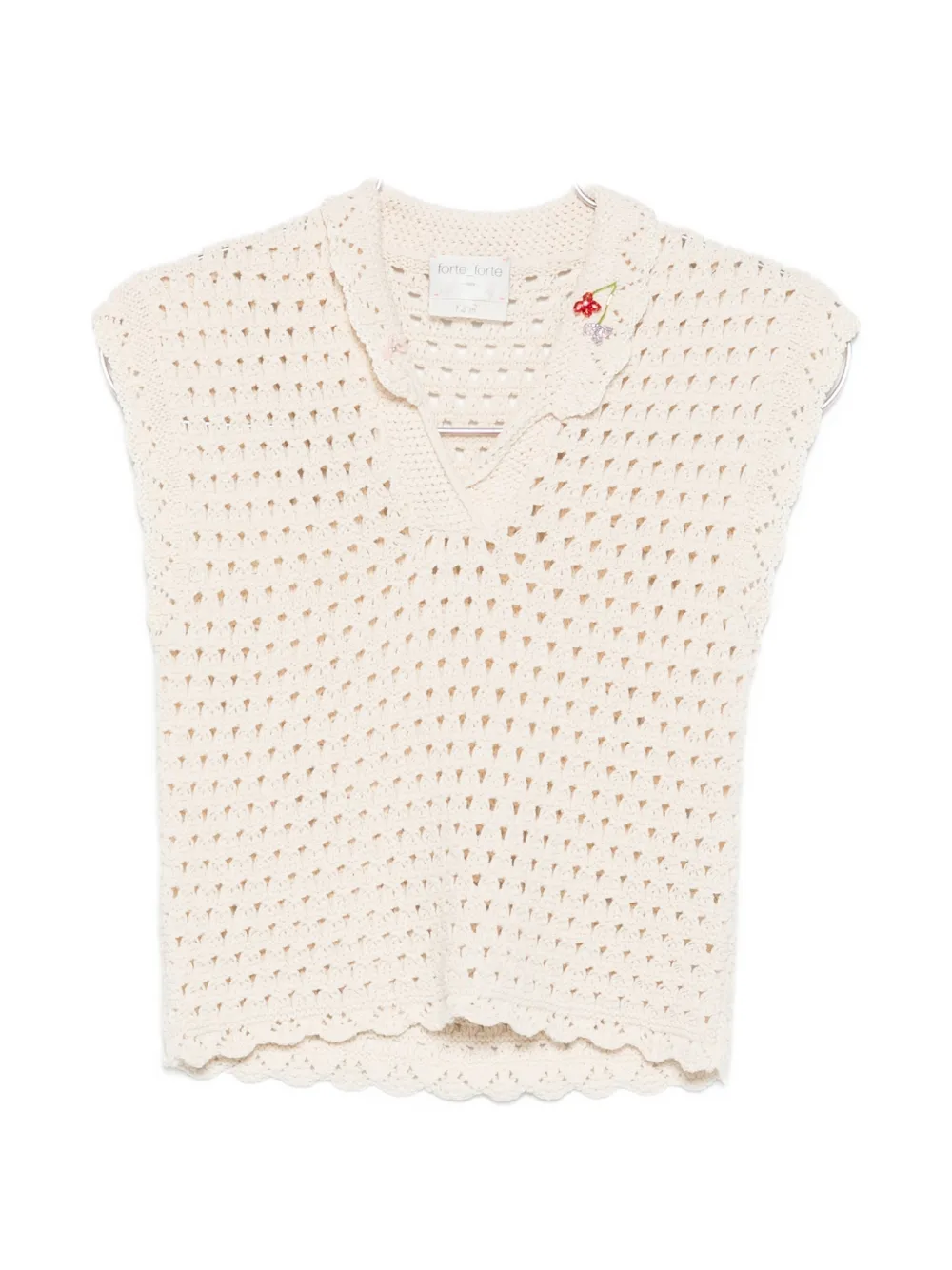 Forte Forte scalloped crochet T-shirt - Toni neutri