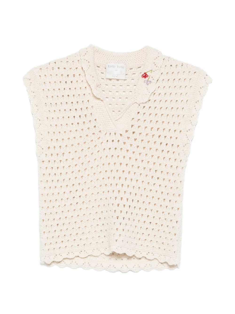 Forte Forte scalloped crochet T-shirt - Neutrals