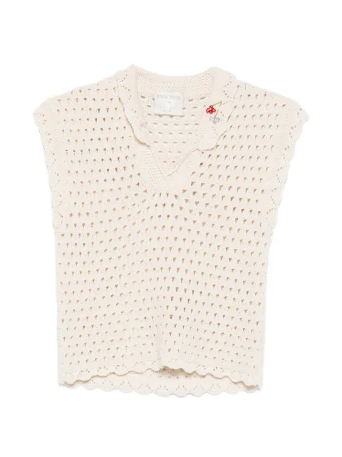 Forte Forte bead-appliqué crochet top