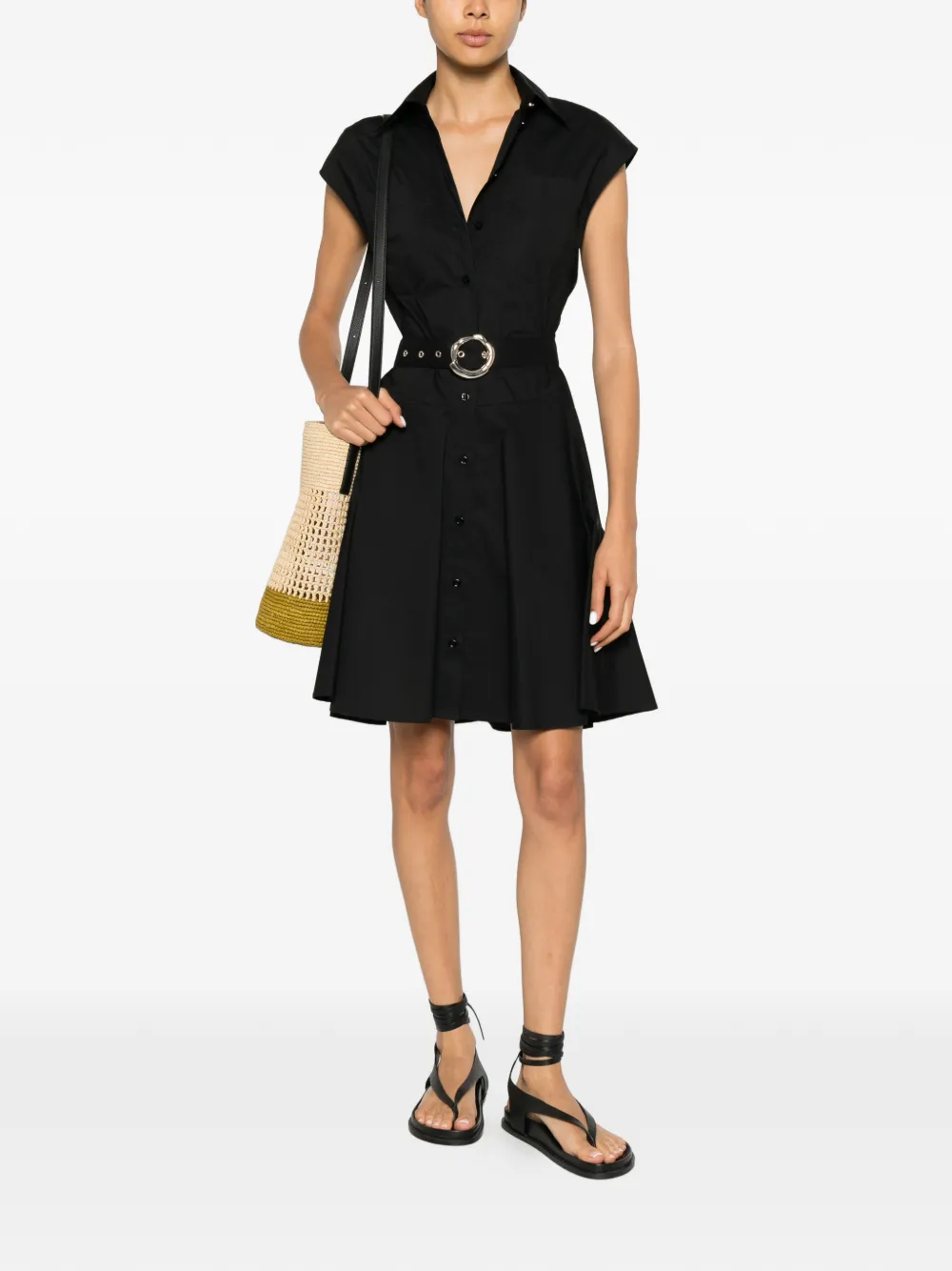 LIU JO belted button-front mini dress - Nero