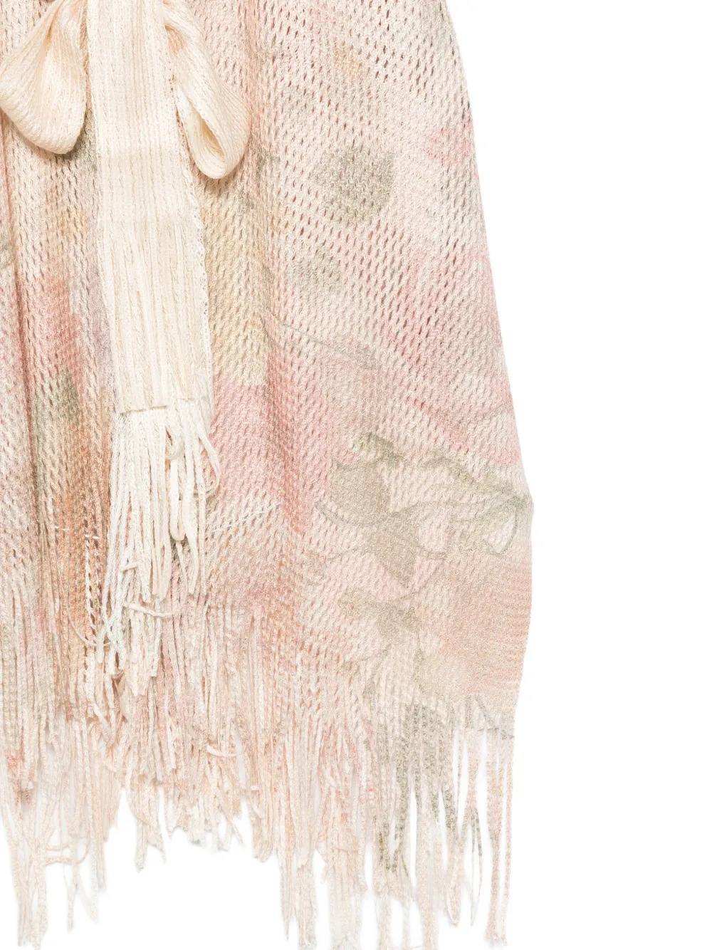 TWINSET Strandtuniek met bloemenprint en franje Beige
