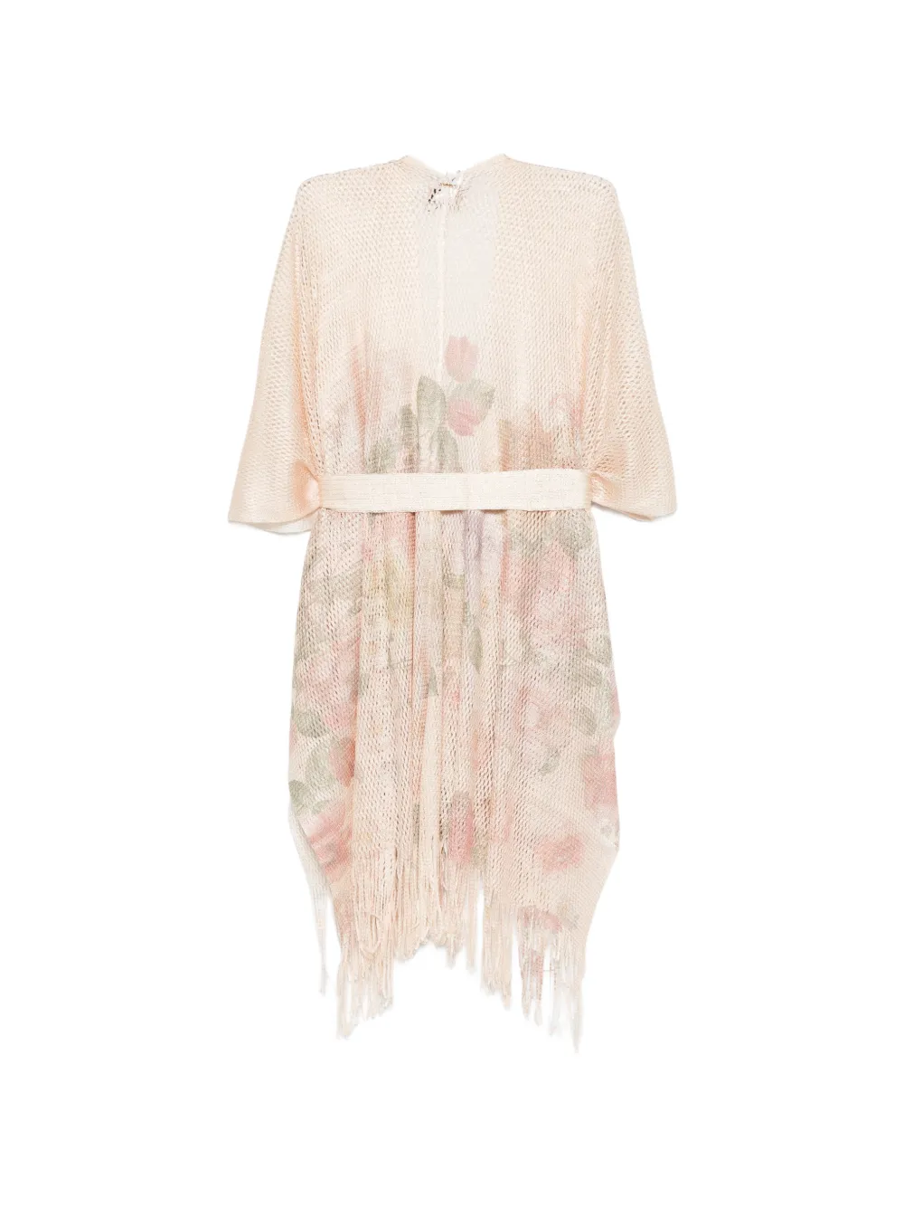 TWINSET Strandtuniek met bloemenprint en franje Beige