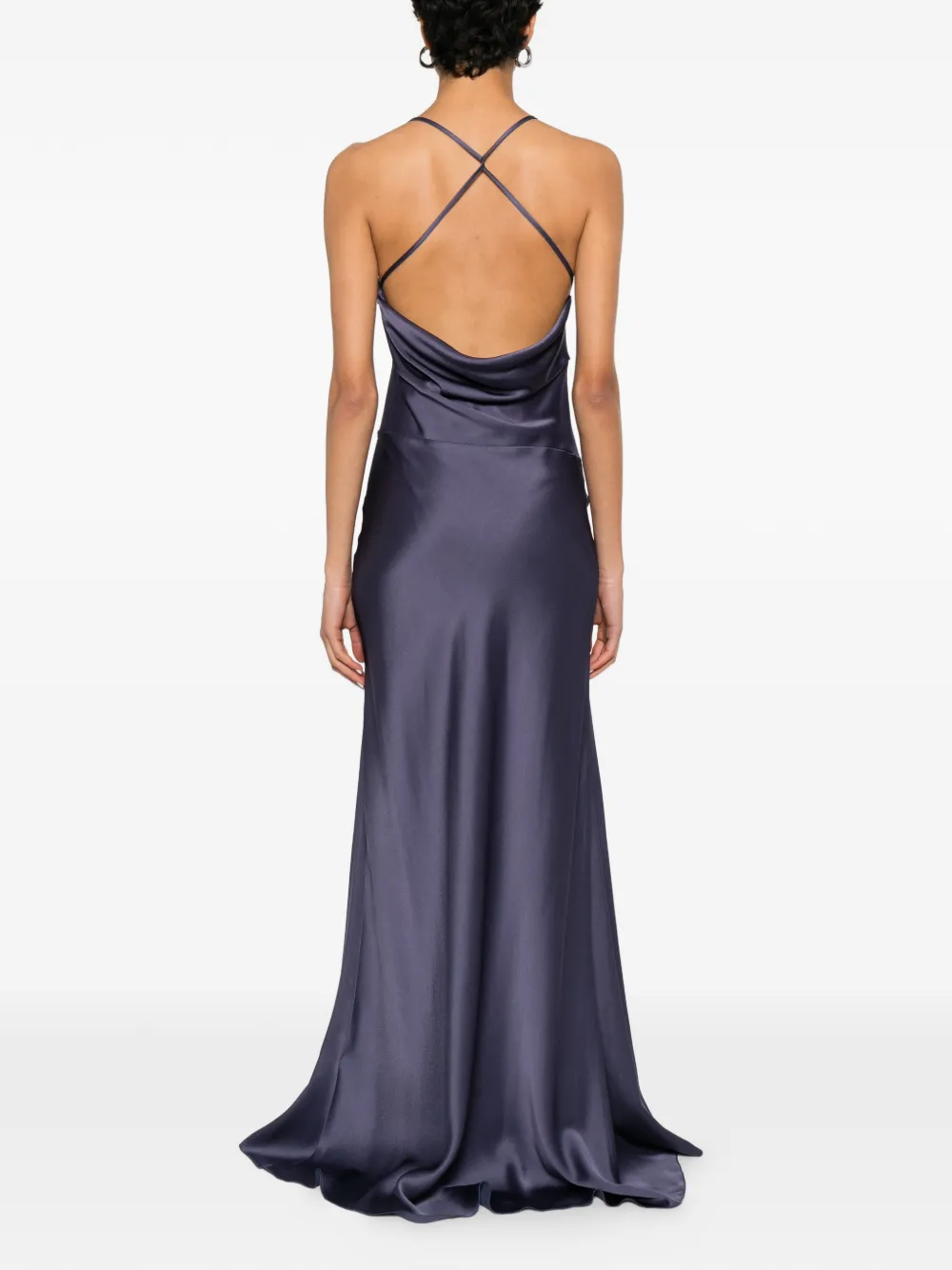 Victoria Beckham Gedrapeerde maxi-avondjurk met camouflageprint Blauw