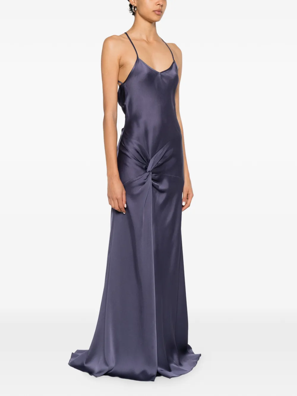 Victoria Beckham Gedrapeerde maxi-avondjurk met camouflageprint Blauw