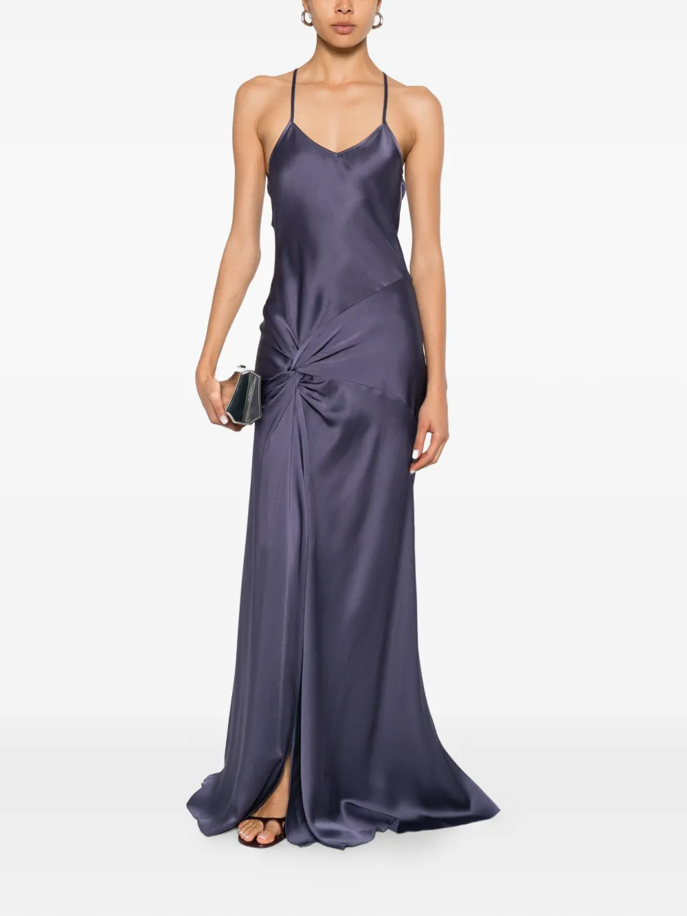 Victoria Beckham Gedrapeerde maxi-avondjurk met camouflageprint Blauw