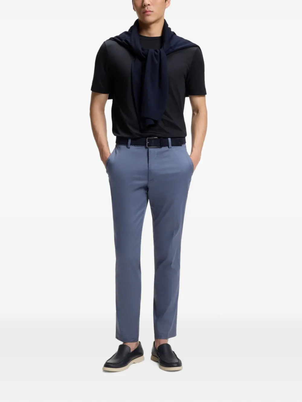BOSS Performance T-shirt van katoenblend Blauw