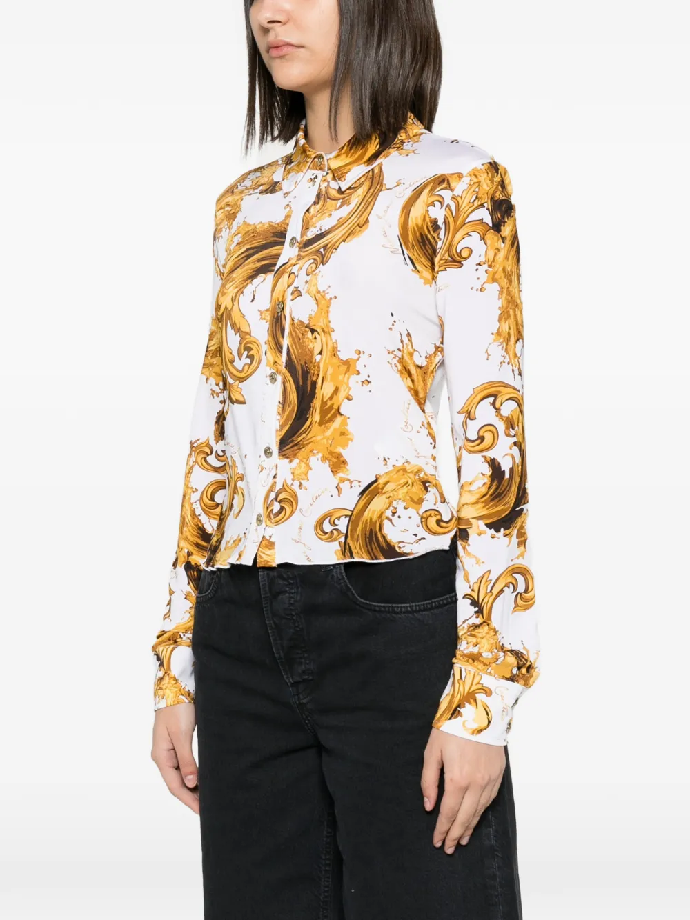Versace Jeans Couture Overhemd met barokprint Wit