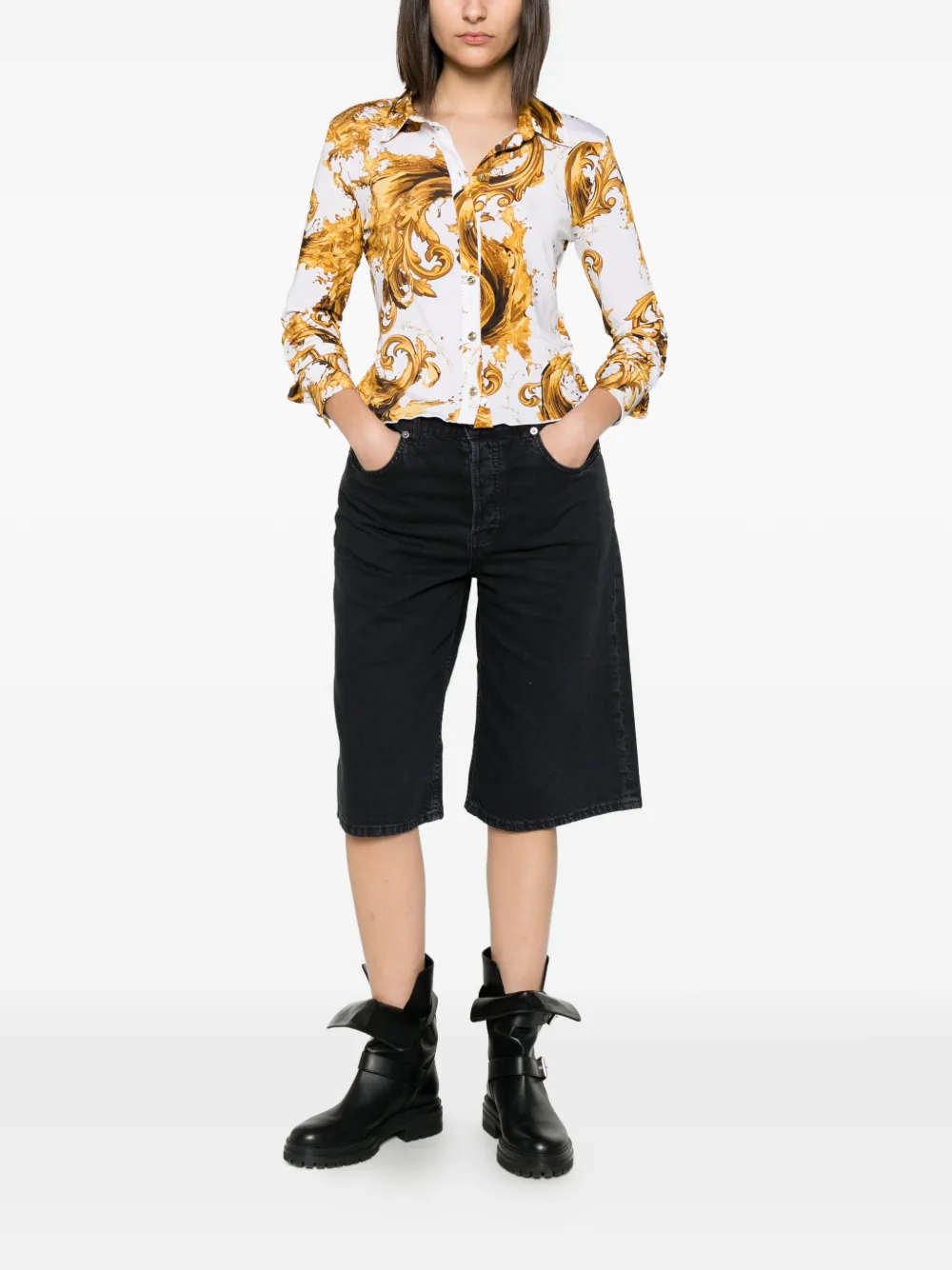 Versace Jeans Couture Overhemd met barokprint Wit