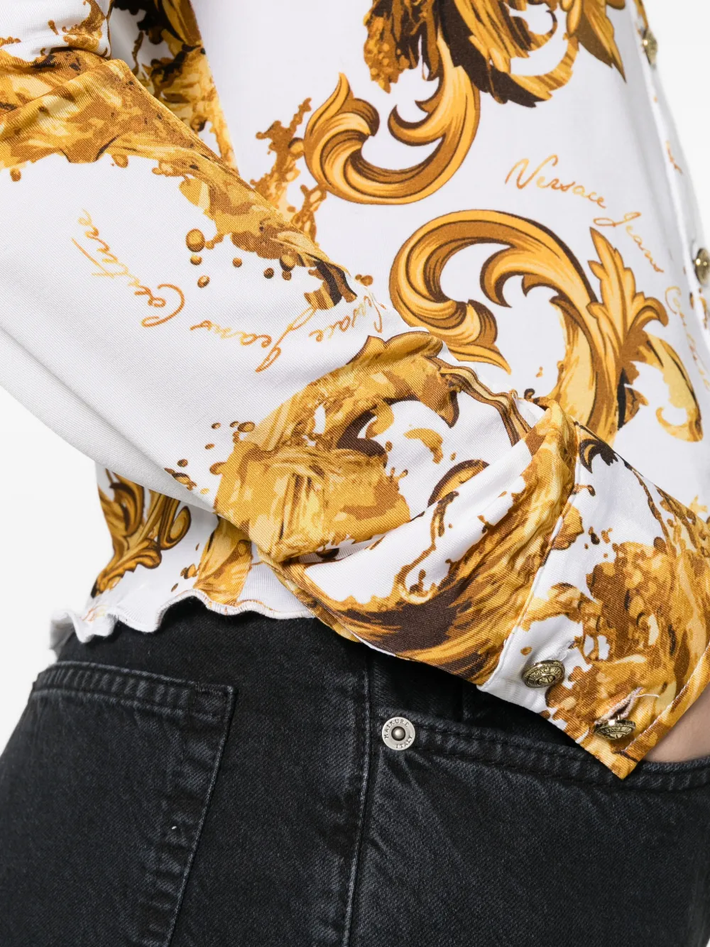 Versace Jeans Couture Overhemd met barokprint Wit