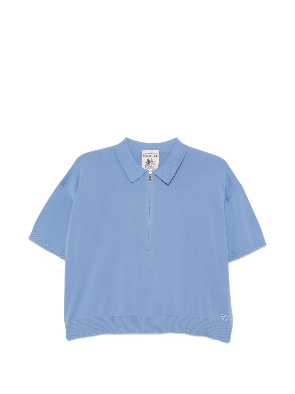 Semicouture short-sleeve polo top - Blau