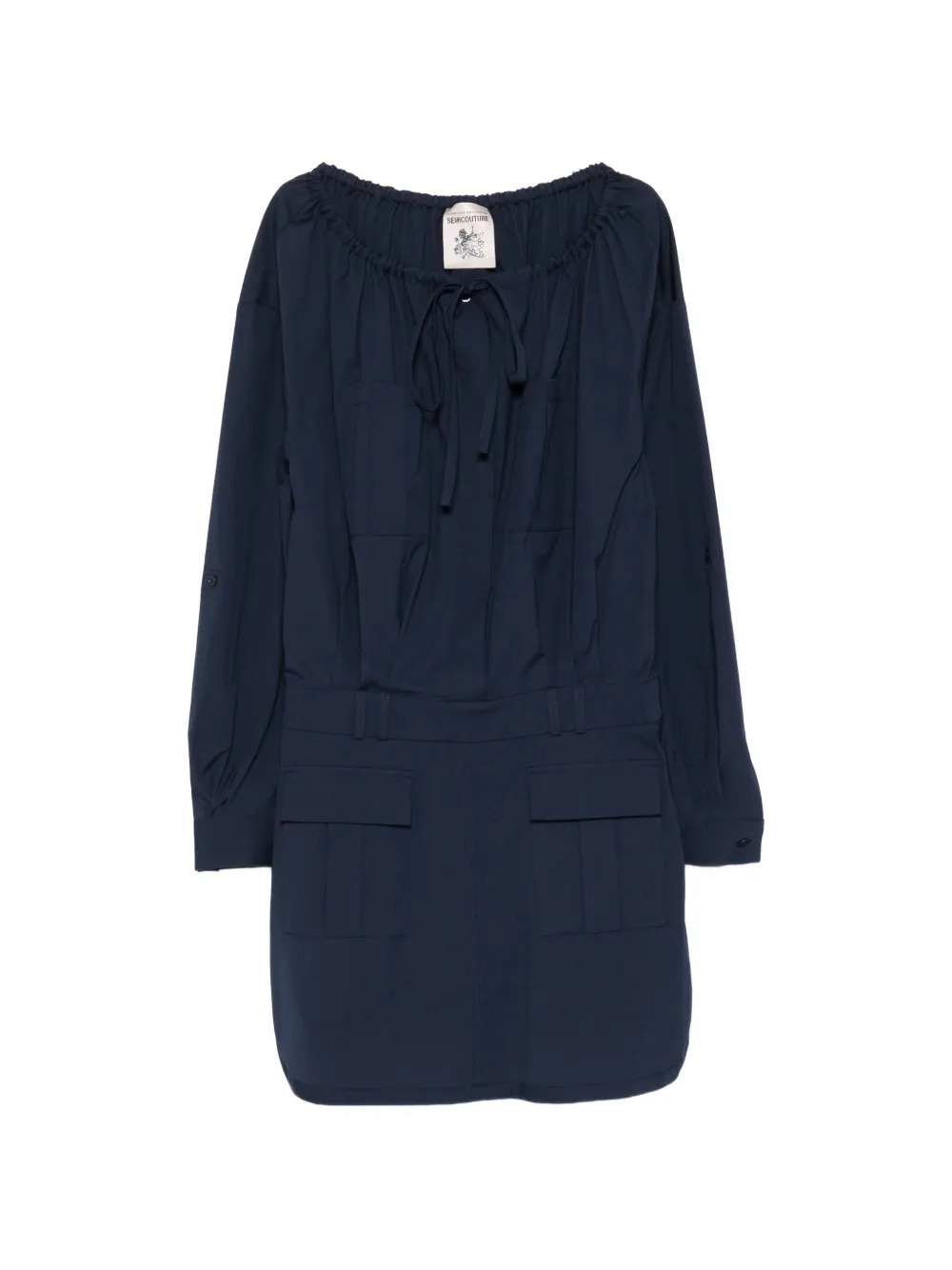 Semicouture Ricarda tie-neck mini dress - Blu