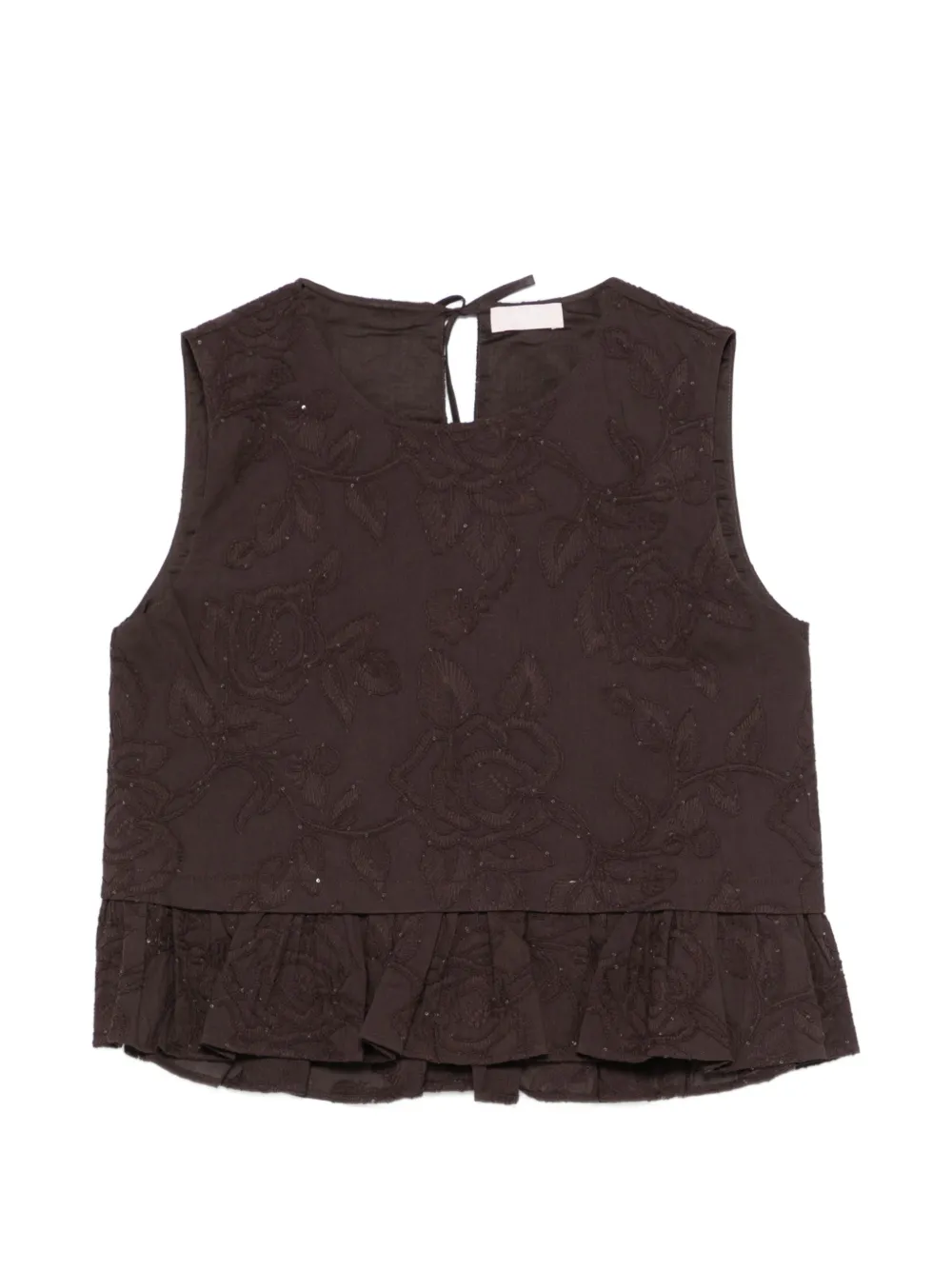 LIU JO sequin-embellished embroidered top - Marrone