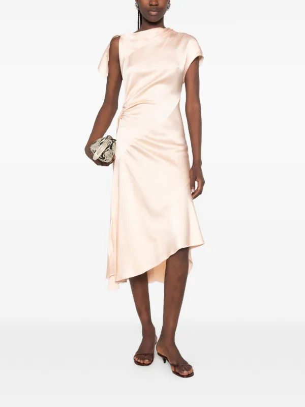 victoria beckham cocktail dress Draped Asymmetric | Pink Handmade Men's Burgundy Leather SKU:78F8071 sabrina carpenter Black Concealed back zip closure