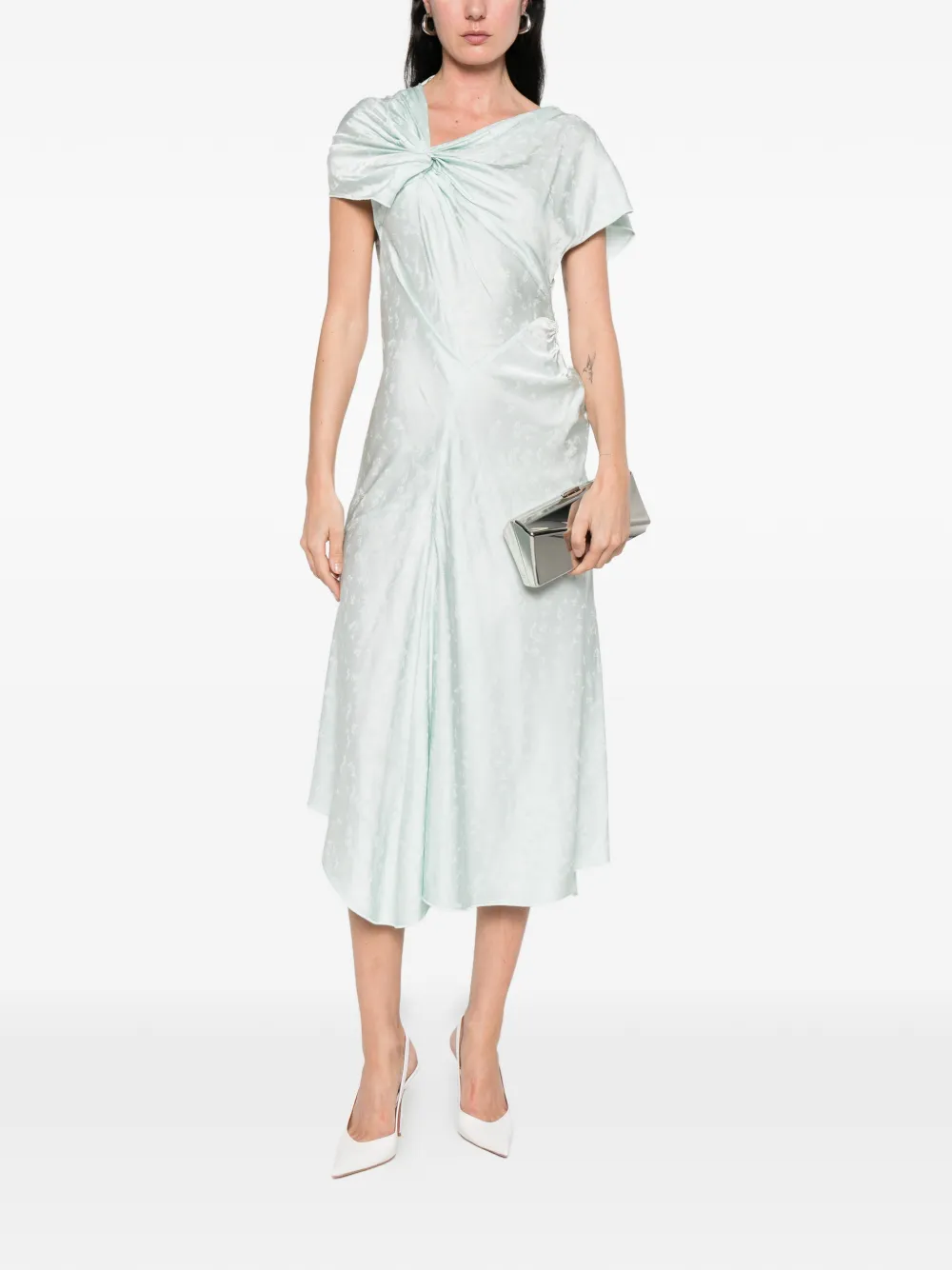 Victoria Beckham Midi-jurk met bloemenprint Blauw